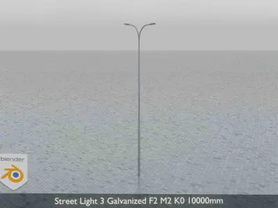 Street Light 3 Galvanized F2 M2 K0 10000mm Low-poly 3D model