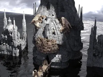Ocean Cyberpunk Dragon Temple 3D model