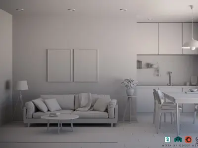 Interior with Kitchen 3D model