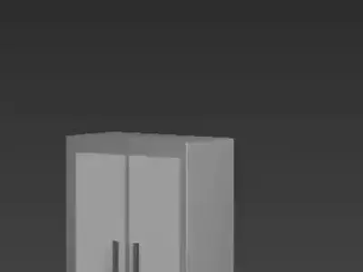 Modern 2-Door Office Cabinet - Minimalist Wardrobe 3D model