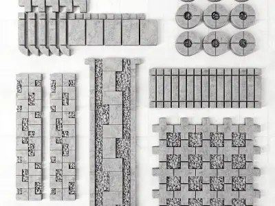 Concrete border construction  3D model