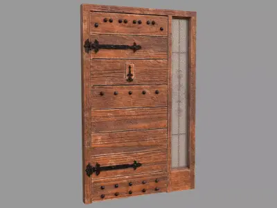 Retro style entrance door Low-poly 3D model
