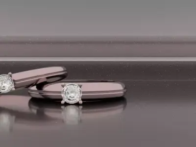 2 Rose-Gold Rings with 1 karat Diamond  Texture