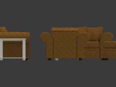 Sofa and tables furniture set multiple sizes architectural Low-poly 3D model