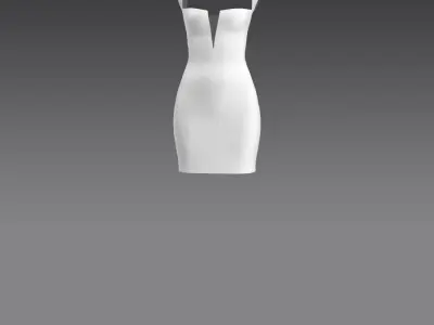 Dress white color   Low-poly 3D model