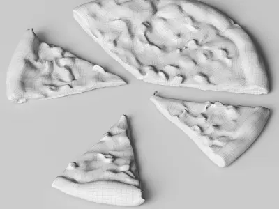 Vegetarian pizza - Pieces Low-poly 3D model
