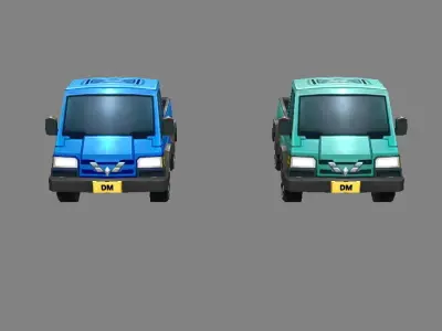 Cartoon light truck cart Low-poly 3D model