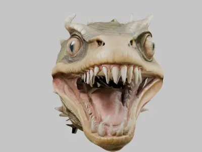 Sci-fi Dragon Head Low-poly 3D model