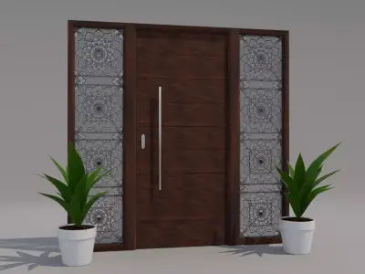Stylized Door Rigged Low-Poly Low-poly 3D model