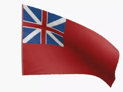 British Red Naval Ensign 1707-1801 Low-poly 3D model