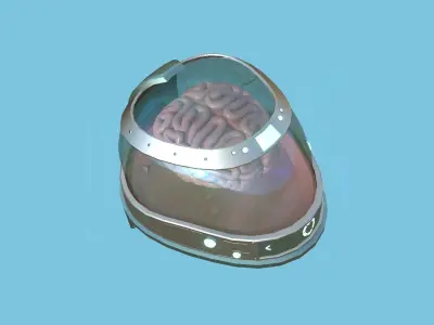 SciFi Brain Helmet 01 Aluminum - Character Design Fashion Low-poly 3D model