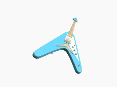 Electric Guitar D03 Light Blue - Music Instrument Design Low-poly 3D model