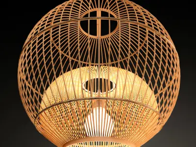 Rattan Lighting Set 6 3D model