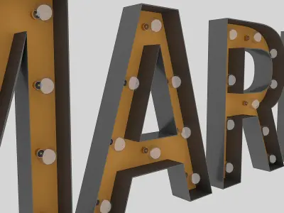Market Sign With Bulb 3D model