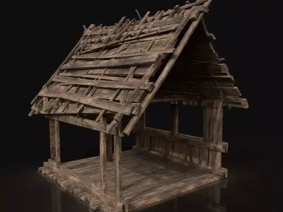 Next Gen AAA Wooden Roofing Cover Construction - Wood Storage Low-poly 3D model