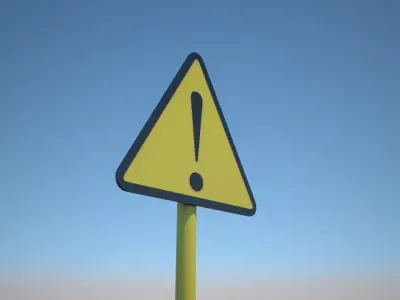 Warning Sign Low-poly 3D model Low-poly 3D model