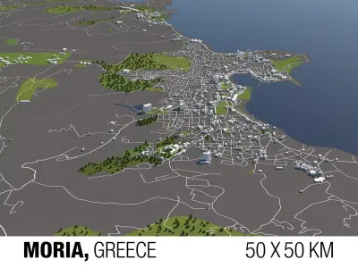 Moria Greece 50x50km 3D model