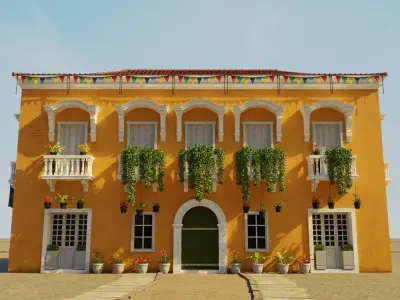 SOUTH AMERICAN BUILDING 005 Low-poly 3D model