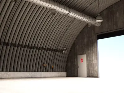 Military Hangar  Low-poly 3D model