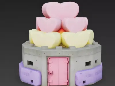 Love-Lock Heart Fortress 3D Model Low-poly 3D model