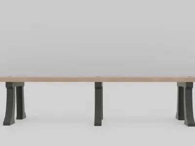 Outdoor Wooden Bench 18 Low-poly 3D model
