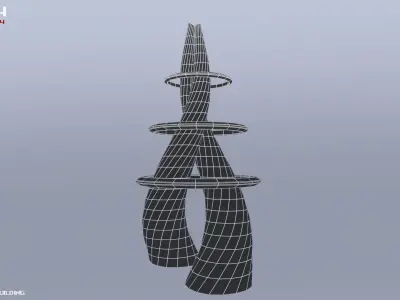 Scifi building Low-poly 3D model