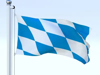 Animated Bavaria German State Flag Low-poly 3D model