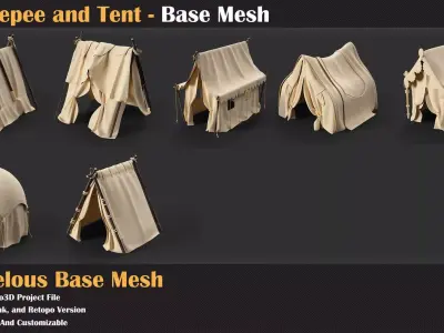 15 Tepee and Tent Base Mesh - VOL 29   3D model