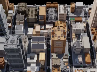 3D Low Poly City  Low-poly 3D model