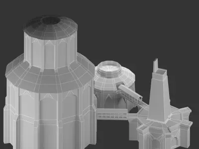 Collection of different low-poly buildings Low-poly 3D model