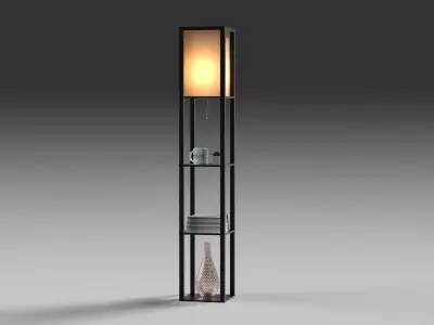 Floor Lamp With Shelves 3D model