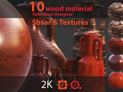 10 red wood PBR  SBSAR Texture