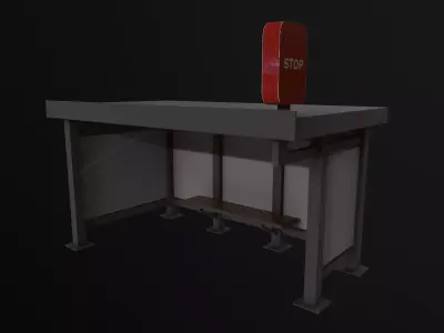 Bus Stop Low-poly 3D model 28