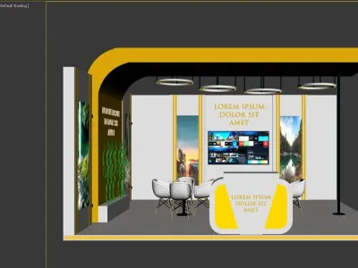 Booth Exhibition Stand Stall 6x5m Height 300 cm 2 Side Open 3D model