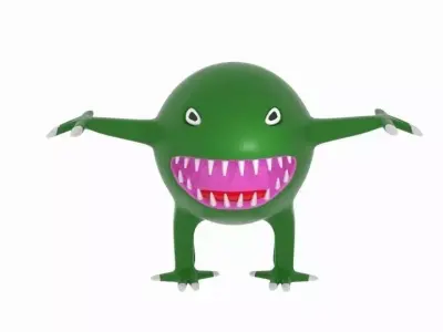 Scary Sphere Space Monster Low-poly 3D model