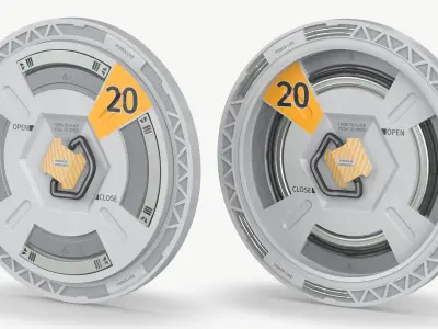  Modular Sci-Fi Hatch Covers with Caution Labels Gray 