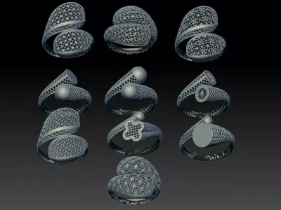 10 BEAUTIFUL LIGHT WEIGHT RINGS READY TO PRINT 3D Model Pack purchase