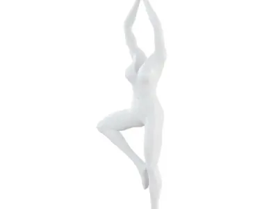 Female headless mannequin stands in yoga pose 71 3D model