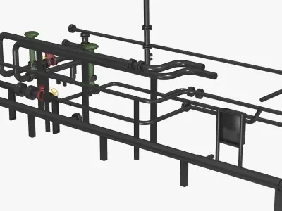 Black Industrial Pipes 3D model