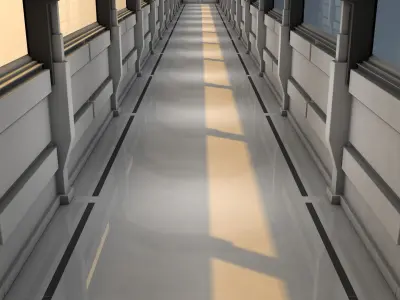 Sci Fi Corridor Low-poly 3D model 13