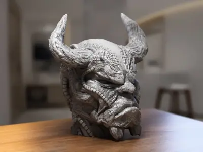 Robot deamon Headphone Stand Cyborg Headset Stand 3D print model