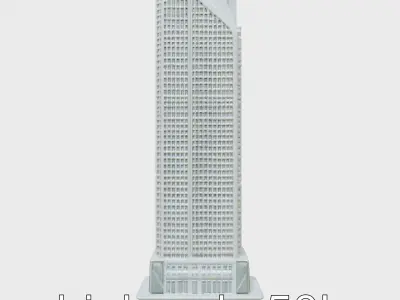 Futuristic Skyscraper Tower Architecture Model Low-poly 3D model