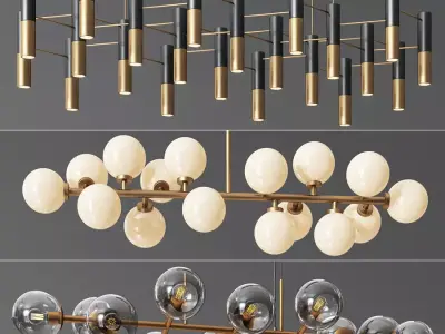Linear Suspension Chandelier Collection 3D model