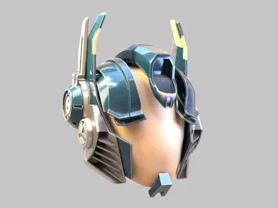 Bluish Tech Helmet 3D model