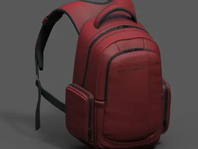 Backpack red human generic Camping scifi fantasy space  Low-poly 3D model