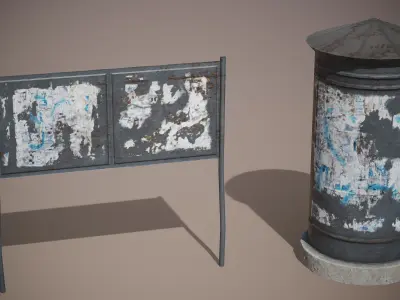 Low Poly WWII-Era City Street Props Game Ready Asset Pack Low-poly 3D model