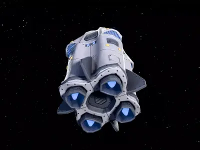 Stylized Sci-Fi Rocket Low-poly 3D model