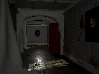 Modular Derelict Corridor Low-poly 3D model