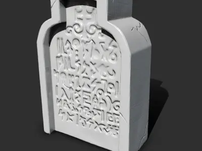 gravestone tombstone with lights Low-poly 3D model