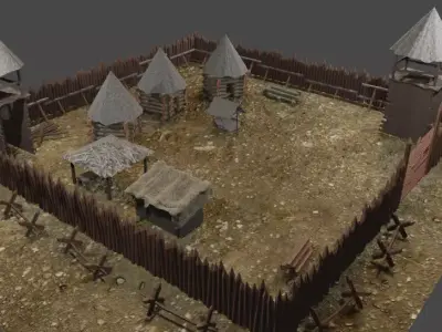 Wooden castle 3D model
